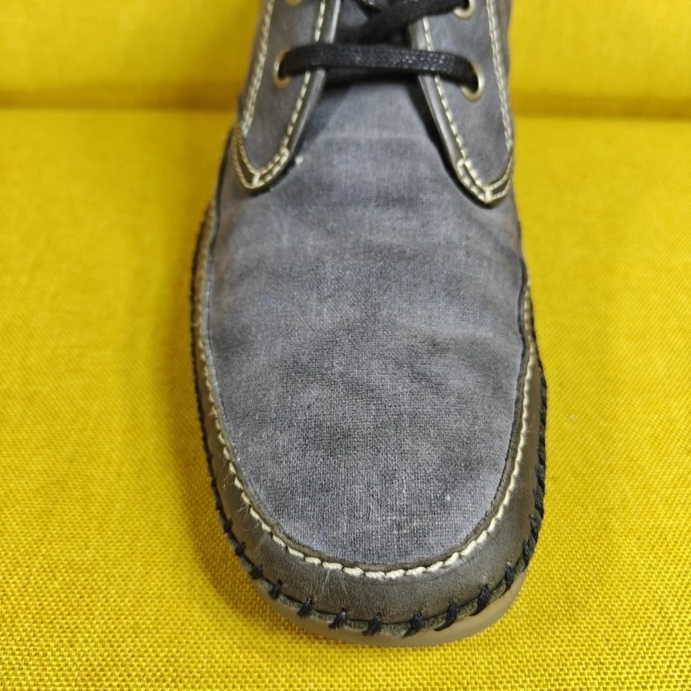 JOHN VARVATOS USA Hester Distressed Low Chukka Canvas Grey Gum Sole Men Shoe 9M